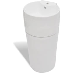 Vasque à trou de trop-plein/robinet céramique 86 cm pour salle de bain blanc
