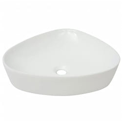 Helloshop26 - Evier triangulaire céramique lavabo lave-mains salle de bain 50,5 cm blanc
