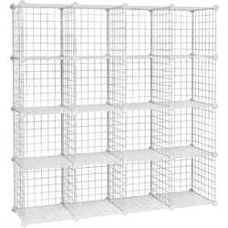 Helloshop26 - Armoire de rangement étagère panneaux en treillis 4 niveaux 4 rangs grande capacité maillet en caoutchouc offert dimensions 123 x 31 x