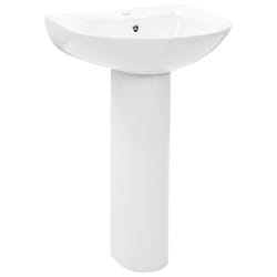Lavabo autoportant - Céramique - 52 cm - Blanc - Design moderne - Facile à nettoyer