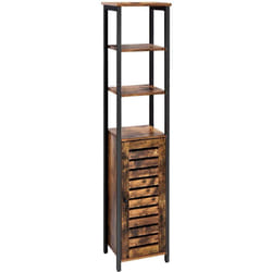 Helloshop26 - Meuble colonne meuble de rangement armoire de rangement haut pour salle de bain salon 37 x 30 x 167 cm style industriel noir et marron