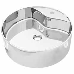 Lavabo salle de bain avec trop plein diametre 465 cm ceramique argente