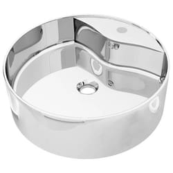 Lavabo salle de bain avec trop plein diametre 465 cm ceramique argente