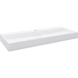 Lave-mains lavabo vasque à poser évier vasque à monter salle de bain intérieur salle d'eau cabine de toilette maison 120 x 46 cm fonte minérale blanc