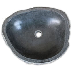 Lavabo vaque en pierre de rivière ovale 30-37 cm