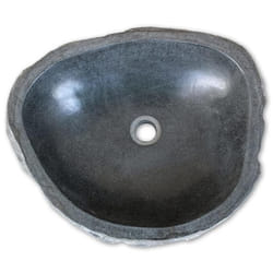 Lavabo à poser en pierre de rivière ovale 46 cm - Noir