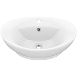 Helloshop26 - Lavabo ovale de luxe à trop-plein vasque à poser de toilette lave-mains de salle de bain maison intérieur 58,5 x 39 cm céramique blanc