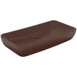 Helloshop26 - Lavabo de luxe rectangulaire vasque à poser de toilette lave-mains de salle de bain salle cosmétique maison 71 x 38 cm céramique marron