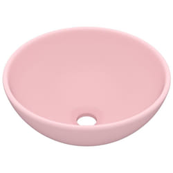 Helloshop26 - Lavabo rond de luxe de salle de bain vasque à poser de toilette lave-mains salle cosmétique intérieur 32,5 x 14 cm céramique rose mat
