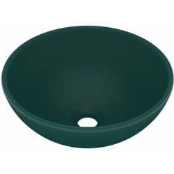 Helloshop26 - Lavabo rond de luxe de salle de bain vasque à poser de toilette lave-mains salle cosmétique intérieur 32,5 x 14 cm céramique vert foncé
