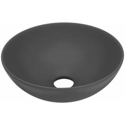 Helloshop26 - Lavabo vasque salle de bain rond diamètre 28 cm céramique gris foncé