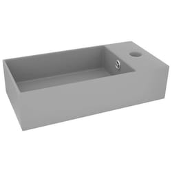 Lavabo de salle de bain avec trop plein ceramique 48 x 25 cm gris clair