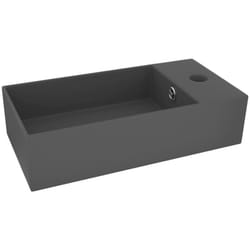 Helloshop26 - Lavabo salle de bain avec trop-plein rectangle 48 x 25 cm céramique gris foncé