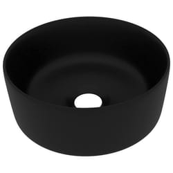 Lavabo salle de bain rond de luxe 40 x 15 cm ceramique noir mat