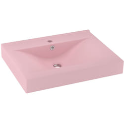 Helloshop26 - Lavabo avec trou de robinet vasque à poser de toilette lave-mains de salle de bain cuisine maison intérieur 60 x 46 cm céramique rose