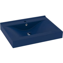 Helloshop26 - Lavabo avec trou de robinet vasque à poser de toilette lave-mains de salle de bain cuisine maison intérieur 60 x 46 cm céramique bleu