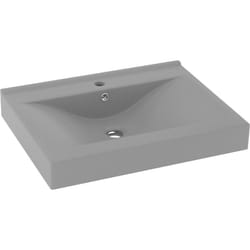 Helloshop26 - Lavabo avec trou de robinet vasque à poser de toilette lave-mains de salle de bain cuisine maison intérieur 60 x 46 cm céramique gris