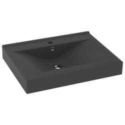 Lavabo salle de bain avec trou de robinet 60x46 cm ceramique gris fonce mat