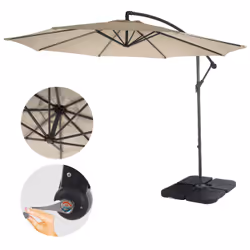 Décoshop26 04_0000942 parasol de terrasse Parasol d'aire de jeux cantilever Rond Noir, Crème - Vue supplémentaire 5