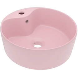 Helloshop26 - Lavabo de luxe avec trop-plein vasque à poser de toilette lave-mains de salle de bain salle cosmétique maison 36x13 cm céramique rose