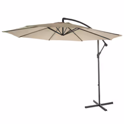 Décoshop26 04_0000943, Parasol d'aire de jeux cantilever, Rond, Noir, Crème, Polyester, Acier, Acier