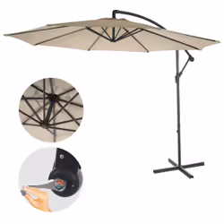 Décoshop26 04_0000943 parasol de terrasse Parasol d'aire de jeux cantilever Rond Noir, Crème - Vue supplémentaire 5