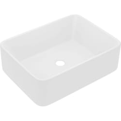 Helloshop26 - Lavabo salle de bain de luxe rectangle 41 x 30 cm céramique blanc mat