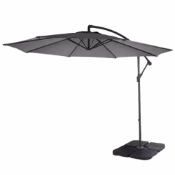 Décoshop26 04_0000944, Parasol d'aire de jeux cantilever, Rond, Noir, Gris, Polyester, Acier, Acier