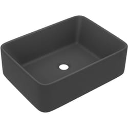 Helloshop26 - Lavabo de luxe vasque à poser de toilette lave-mains de salle de bain salle cosmétique rectangulaire 41 x 30 cm céramique gris foncé mat