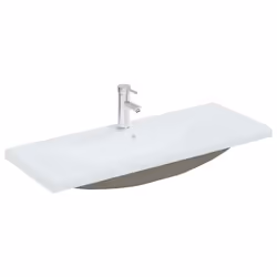 Lavabo encastré - Céramique - 101 cm - Blanc - Design contemporain - Avec robinet