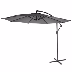 Décoshop26 04_0000934, Parasol d'aire de jeux cantilever, Rond, Noir, Polyester, Acier, Acier