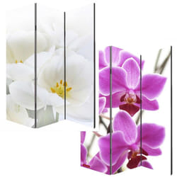 Décoshop26 - Paravent 3 panneaux pans séparateur de pièce 180x120cm motif orchidée PAR04001