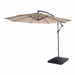 Décoshop26 04_0000947, Parasol d'aire de jeux cantilever, Rond, Noir, Sable, Polyester, Acier, Acier