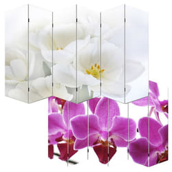 Décoshop26 - Paravent 6 panneaux pans séparateur de pièce 180x240cm motif orchidee PAR04008