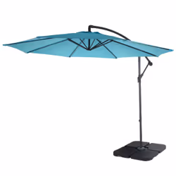Décoshop26 04_0000940, Parasol d'aire de jeux cantilever, Rond, Bleu, Polyester, Acier, Acier