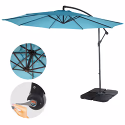 Décoshop26 04_0000940 parasol de terrasse Parasol d'aire de jeux cantilever Rond Bleu - Vue supplémentaire 4