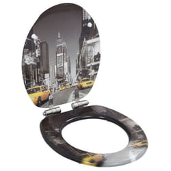 Siège WC - Multicolore - New York - MDF - Charnières en chrome-zinc - Fermeture douce