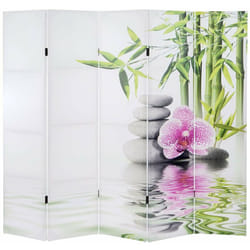 Décoshop26 - Paravent 5 panneaux pans séparateur de pièce 180x200cm motif orchidee PAR04010