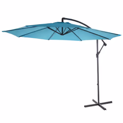 Décoshop26 04_0000949, Parasol d'aire de jeux cantilever, Rond, Bleu, Polyester, Acier, Acier
