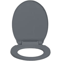 Helloshop26 - Siège de toilette à fermeture en douceur abattant wc lunette cuvette salle de bain maison restaurant hôtel magasin ovale gris