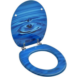 Helloshop26 - Siège de toilette abattant wc avec couvercle mdf bleu gouttes d'eau