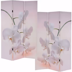Paravent orchidée, 3 pans Matériau: Cadre en bois avec revêtement en tissu imprimé (100% polyester) Dimensions (environ): Hau ...