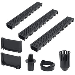Lot de trois caniveaux de drainage plastique 3 m noir