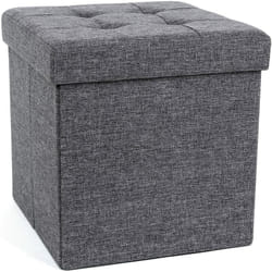 Helloshop26 - Pouf coffre de rangement 40 litres tissu gris foncé