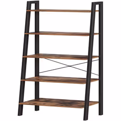 etagere vintage en escalier bibliotheque a 5 niveaux rangement avec cadre metallique pour salon cuisine vintage noir