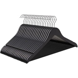 Lot de 50 cintres Cintres en bois d'érable avec encoches et barre crochet rotatif antiglisse longueur 44,5 cm noir