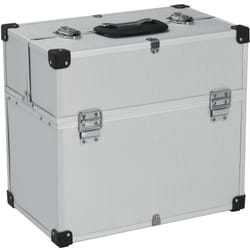Boîte à outils valise à outils mallette à outils trolley à outils caisse à outils rangement stockage fichiers 38 x 22,5x34 cm argenté