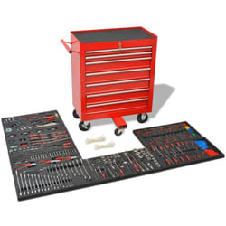 Chariot à outils pour atelier avec 1 125 outils acier Rouge