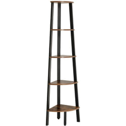 Helloshop26 - Bibliothèque d'angle rétro étagère d'angle rangement montage facile avec cadre métallique 32,5 x 34 x 159 cm pour salon maison bureau