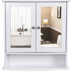 Helloshop26 - Armoire murale pharmacie salle de bain 2 miroirs mdf blanc